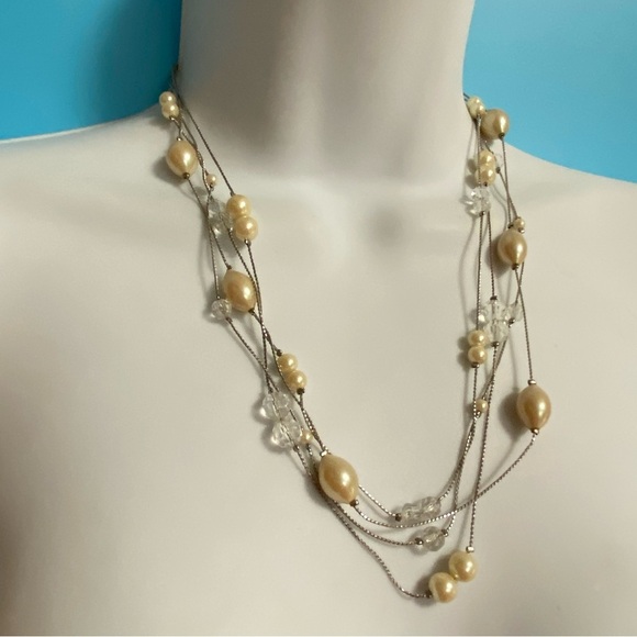 MONET Multi Strand Pearl Beads Layered Necklace - Picture 3 of 6